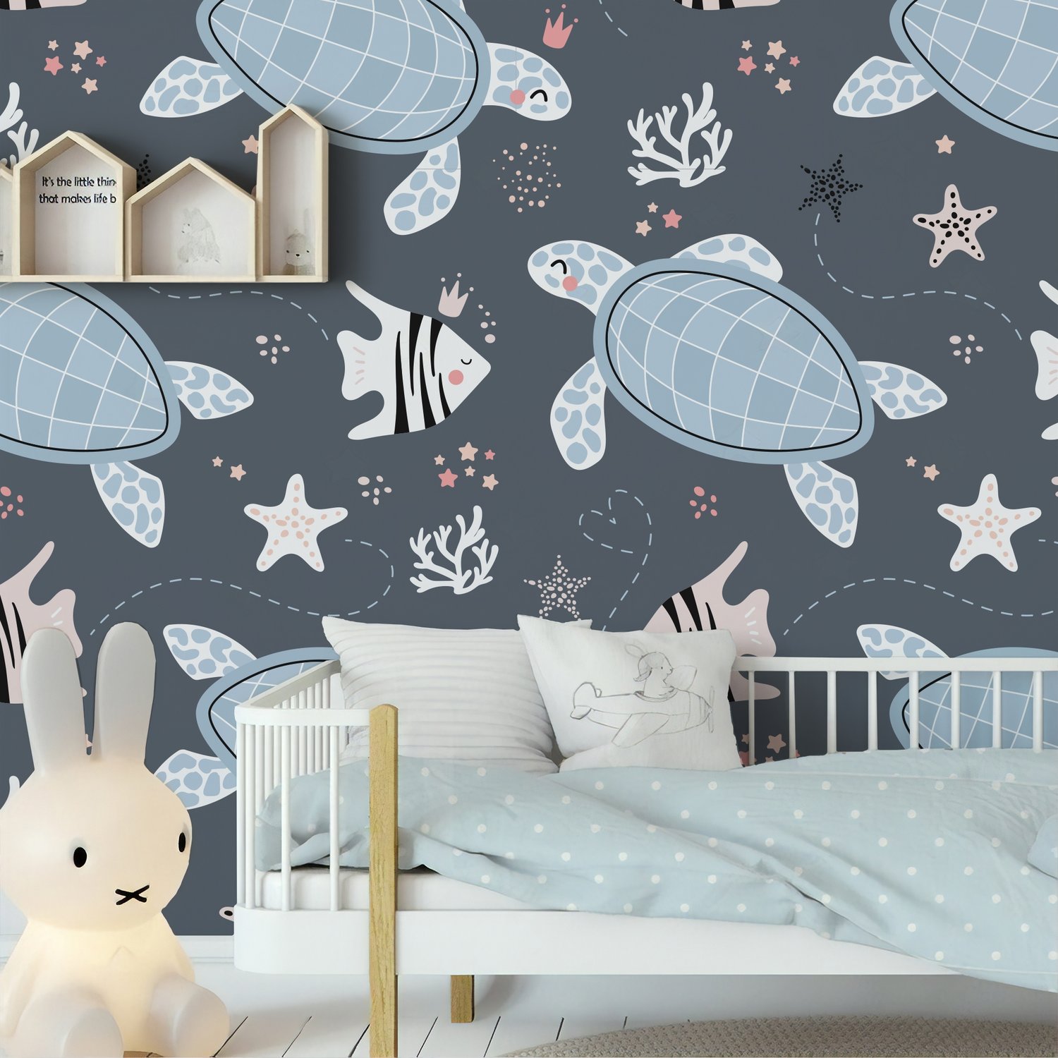 Sea Turtle and Zebrafish Wallpaper Mural - Peel and Stick