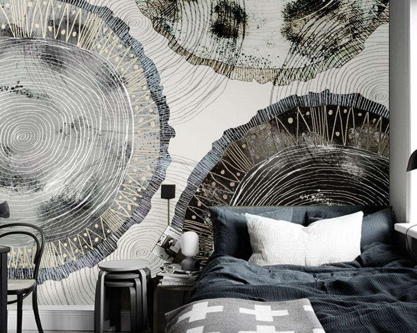 Watercolor Abstract Round Art Wallpaper Mural