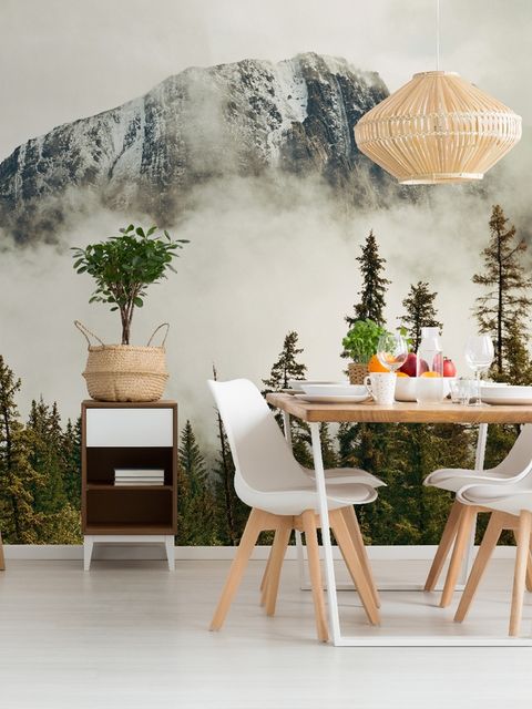 Papier peint panoramique paysage montagne enneigée
