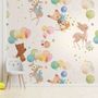 Cute Animals Flying with Hot Air Balloons Kids Wallpaper Mural