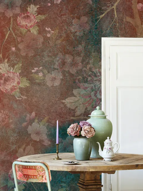 Papier peint panoramique plantes vintage chinoiserie