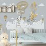 Kinderzimmer Heißluftballon und Weiße Haus Silhouette Wandtattoo