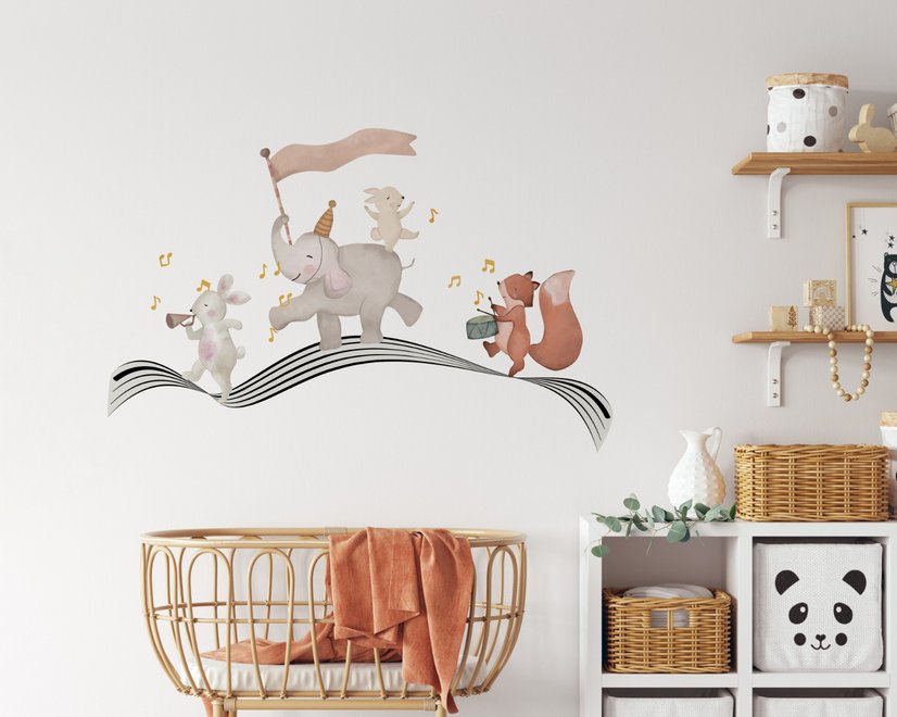 Cute Animals Singing on the Music Notes Wall Decal Sticker