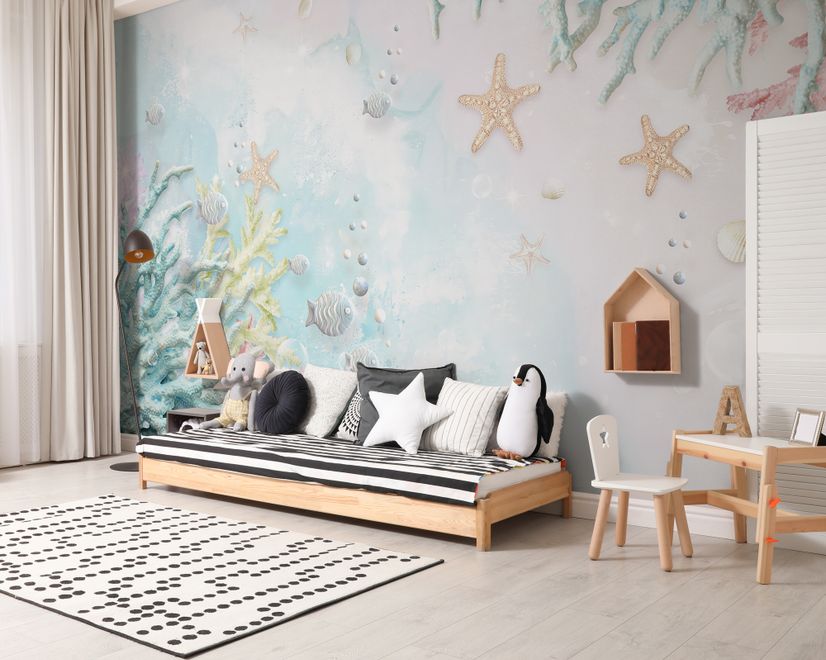 3D Look Soft Undersea with Seashells Wallpaper Mural