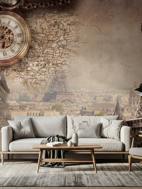 Papier peint panoramique vintage de la tour Eiffel