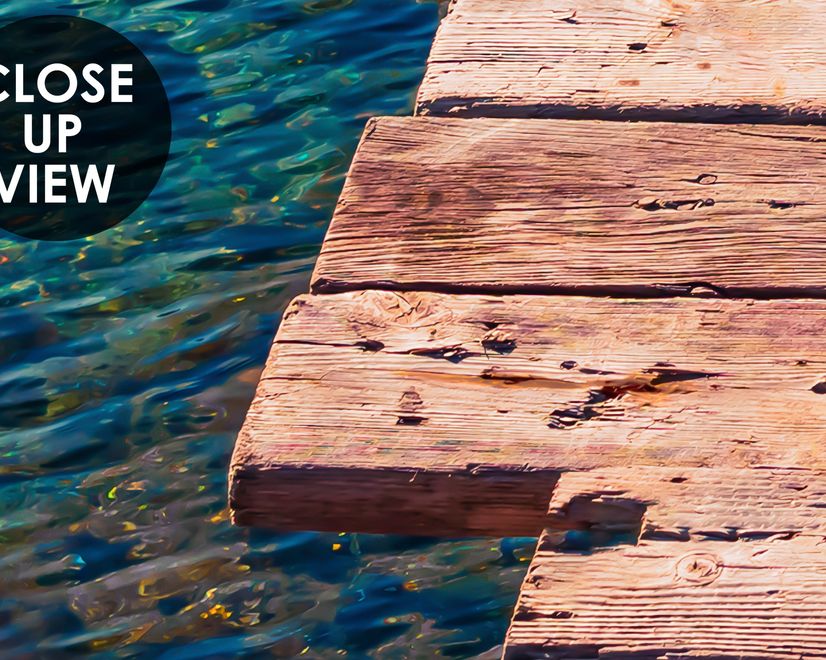 Realistic Sea Landscape with Wood Bridge Wallpaper Mural