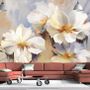 Oil Painting White Floral Wallpaper Mural