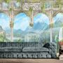Lake Landscape on the Swan with European Style White Arches Wallpaper Mural