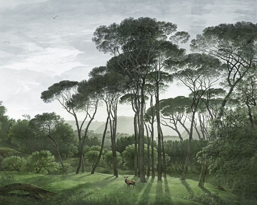 Tropical Forest and Horned Deer Wallpaper Mural