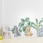 Kids Cute Safari Animal with Tropical Trees Wall Decal Sticker
