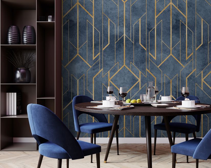 Rhombus Geometric Lines Art Deco Wallpaper Mural