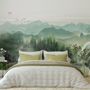Waterfall with Misty Green Forest Landscape Wallpaper Mural