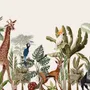 Watercolor Jungle and Safari Animals Wallpaper Mural