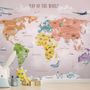 Colorful Kids World Map Wallpaper Mural