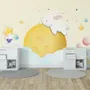 Baby Cartoon Rabbit and Yellow Moon Wallpaper Mural