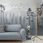 Monochrome Mountain and Forest Scape Wallpaper Mural