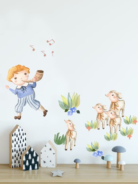 Stickers muraux petits garçons moutons mignons enfants