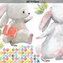 The Cute Bunny Reading Books with Colorful Polka Dots Kids Wall Decal Sticker