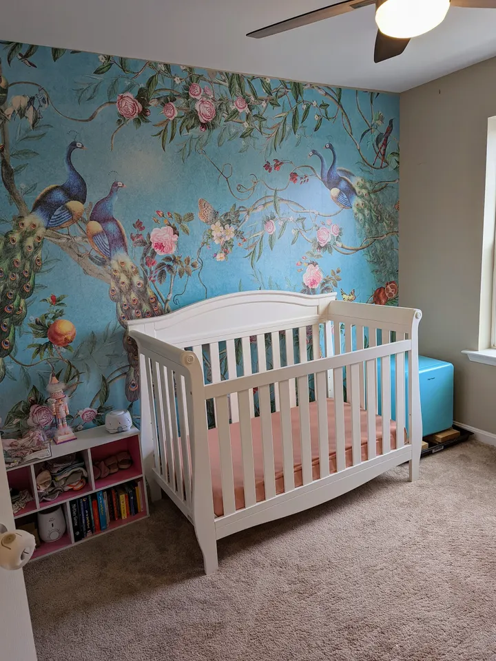 Peacock with Peony Blossom Wallpaper Mural