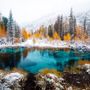 Winter Lake Landscape with Pine Forest Wallpaper Mural