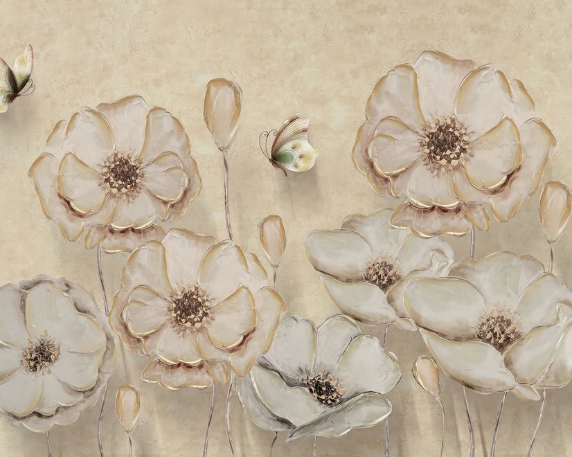 Monochrome Poppy Flower Wallpaper Mural