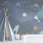Kinder Cartoon-Weltraum mit bunten Planeten und kleinen Sternen Fototapete