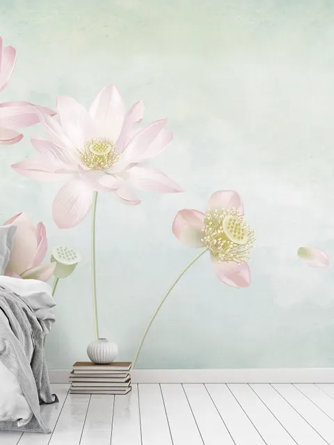 Light Pink Lotus Flower Wallpaper Mural