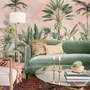 Watercolor Pink Tropical Chinoiserie Wallpaper Mural