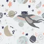 Papier peint panoramique chat volant au-dessus de la lune et des étoiles