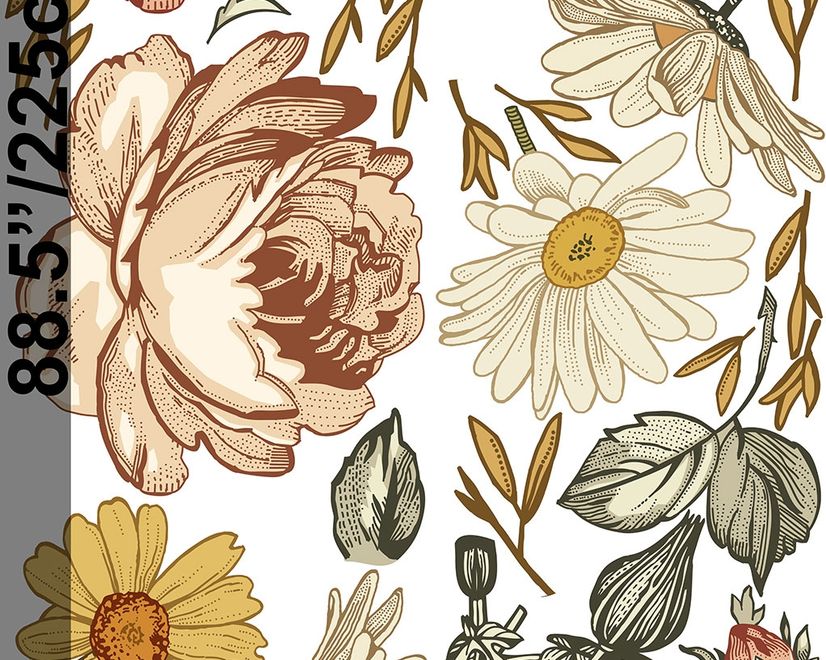 Nursery Soft Vintage Peony Floral Wall Decal Sticker