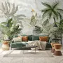 Green Tropical Forest with Parrot Wallpaper Mural