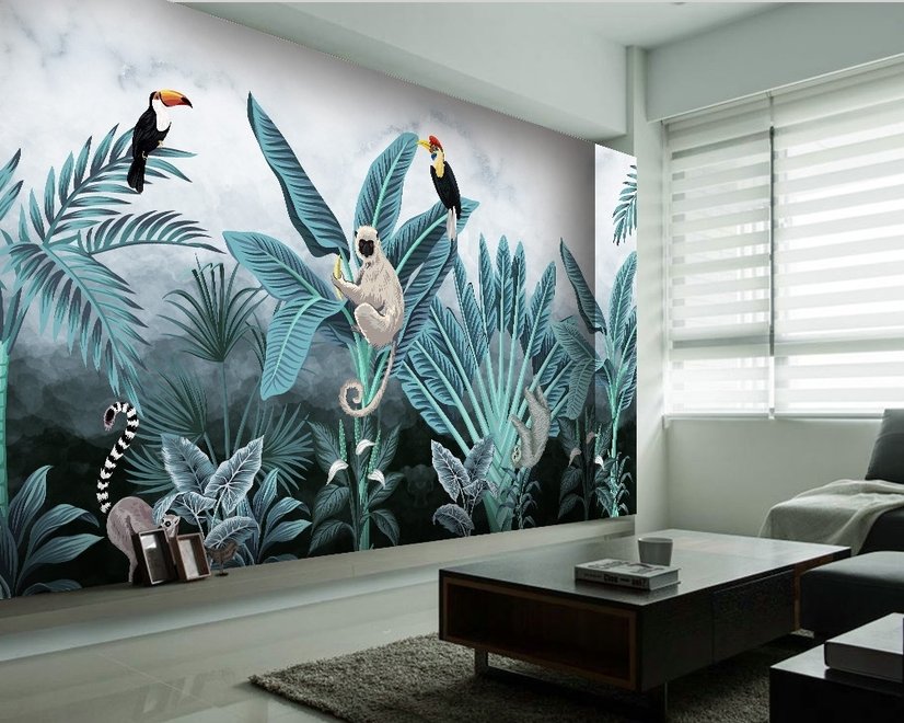 Tropical Forest with Koala Toucan Wallpaper Mural