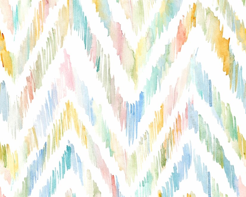 Watercolor Multicolor Chevron Ikat Design Art Wallpaper Mural