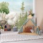 Kinder Aquarell Nadelwald mit Tieren Fototapete