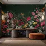 Elegante Tropische Botanische Blumen- und Leoparden-Fototapete
