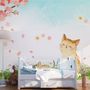 Cherry Blossom and Cartoon Cats Wallpaper Mural