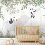Panda Bear on Elephant Wallpaper Mural