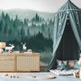 Misty Forest Landscape and Horned Deer Wallpaper Mural