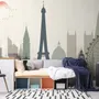 Paris City with Eiffel Tower and Amusement Park Wallpaper Mural