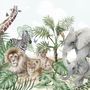 Kids Tropical Animals with Leafs Wallpaper Mural