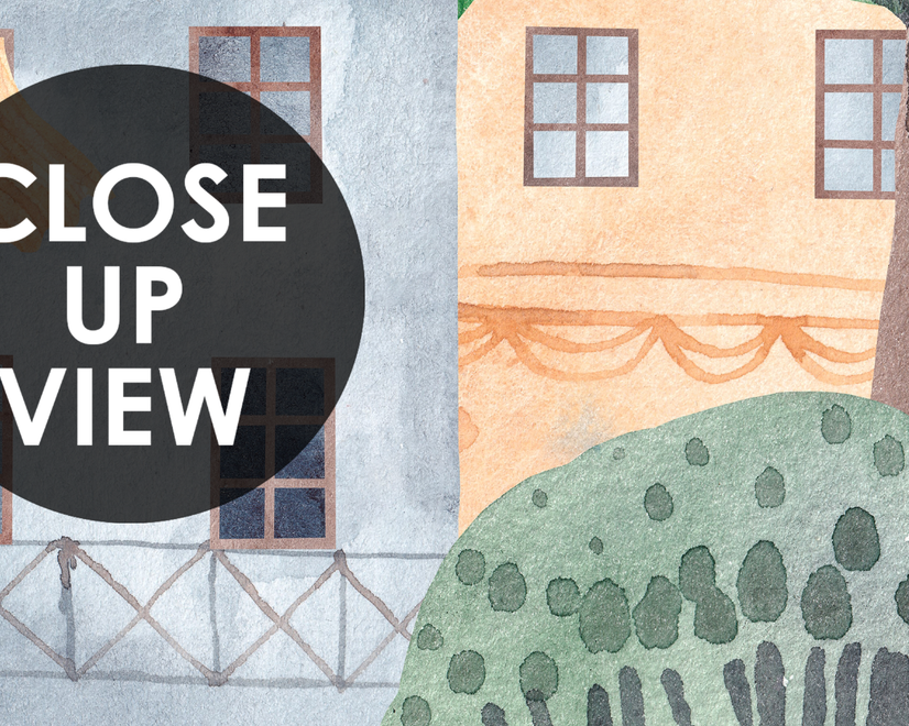 Kids Small Town Cute Watercolor House Wallpaper Mural