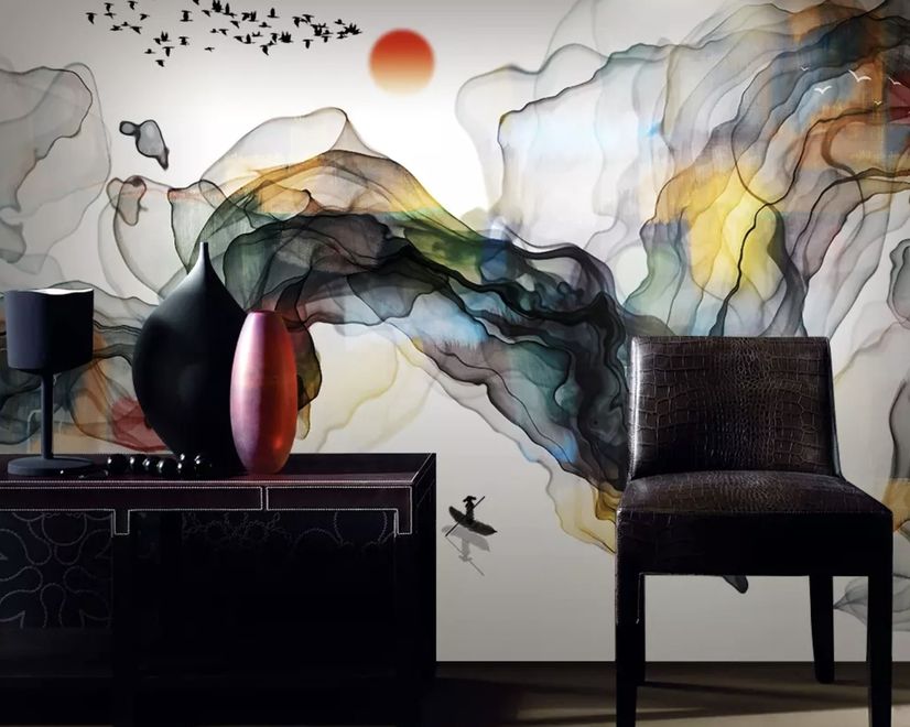Watercolor Colorful Abstract Smoke Wallpaper Mural