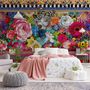 Bohemian Floral Wallpaper with Peony Dianthus Violet Wallpaper Mural