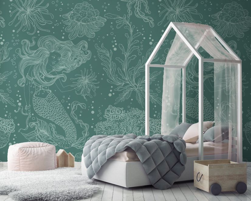 Kids Underwater Mermaid Girl Wallpaper Mural