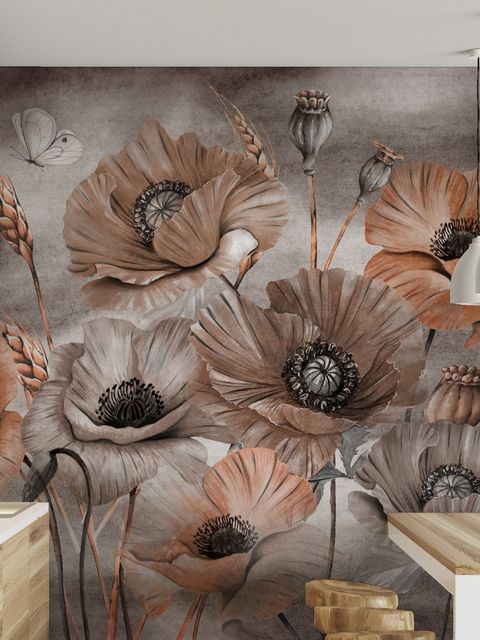 Maïs Coquelicot Fleurs Peinture d'art Papier peint panoramique panoramique