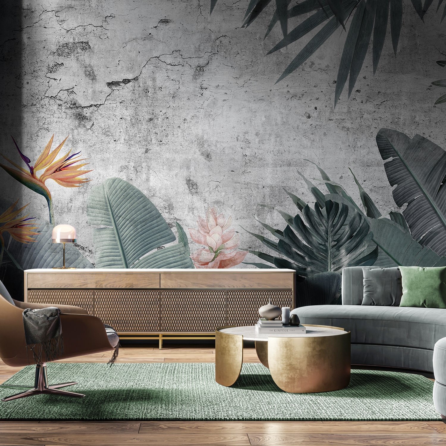 Old Tropical Leaf Wallpaper Mural - Peel and Stick