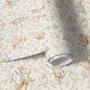 Cute rabbits wallpaper with woodland animals, white birds and acanthus scrolls on an ivory cream ground