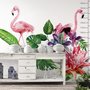 Tropical Protea Floral with Flamingo Wall Decal Sticker