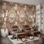 Vintage Terracotta Tropical Flowers and Leaves Wallpaper Mural