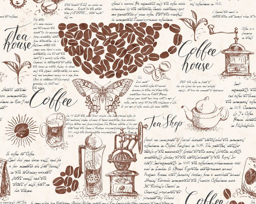 Vintage Coffee Story and Teapot  Wallpaper